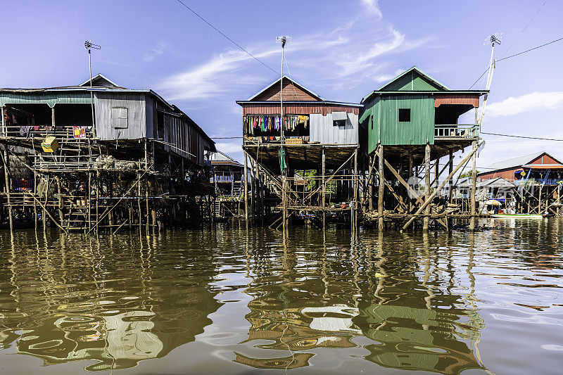 Kampong Phluk漂浮村庄。